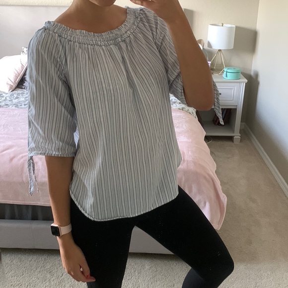 H&M Tops - Striped Summer Top Light Blue